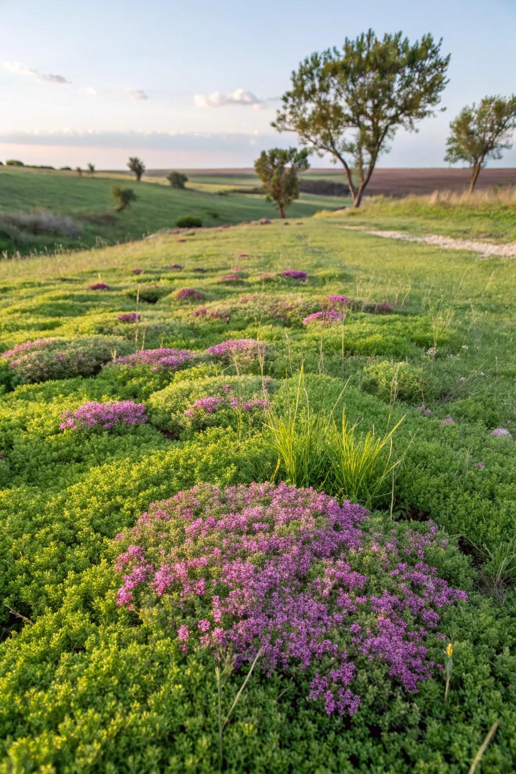 Lush ground covers offering a low-maintenance greenery option.