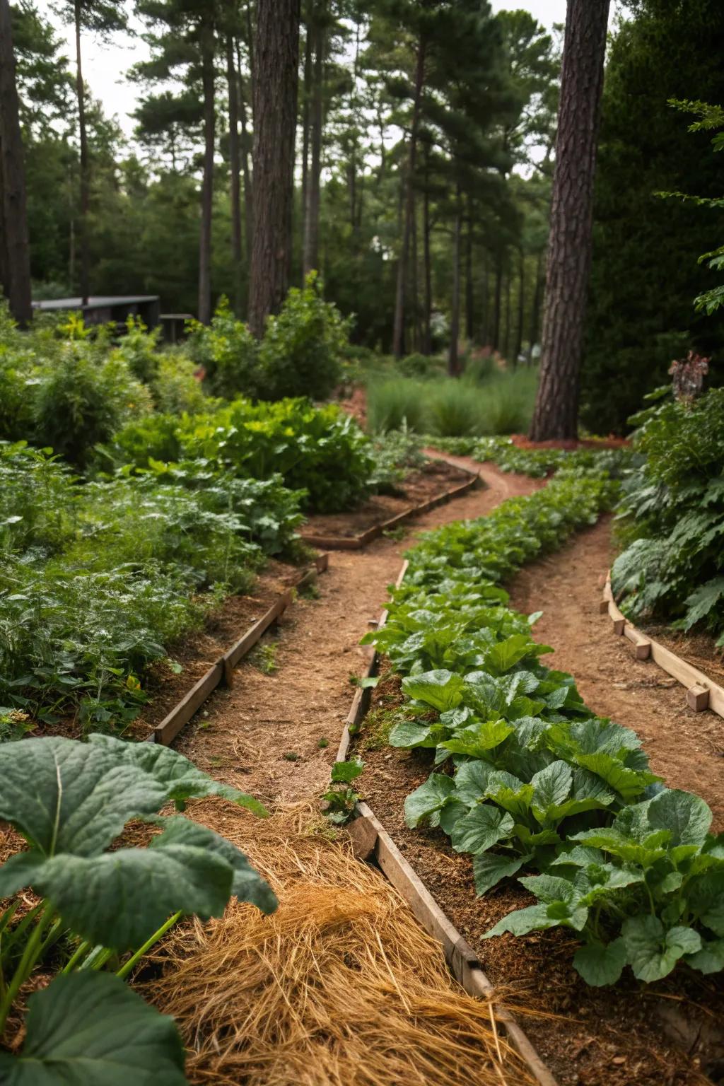Pine needles provide a natural and beautiful mulch option.