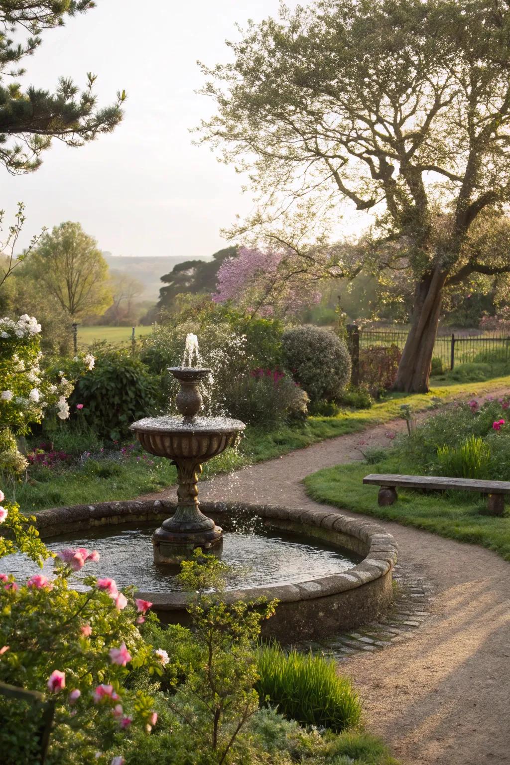 A water feature adds tranquility to your garden.