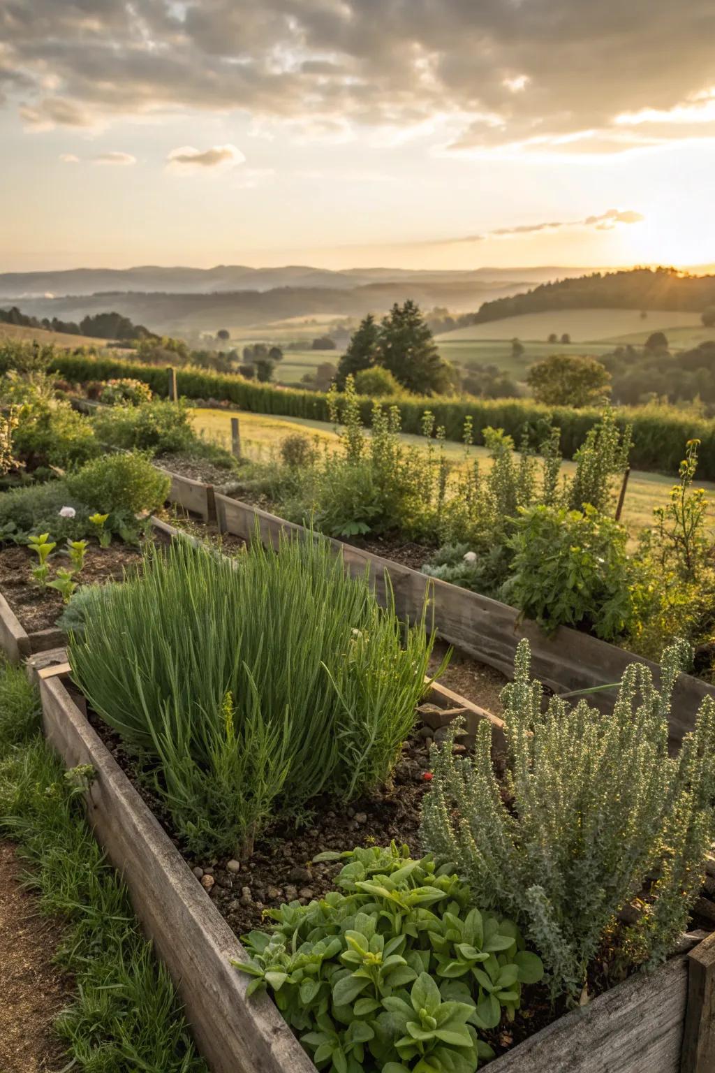 Enjoy fresh herbs with a sunlit raised herb garden.