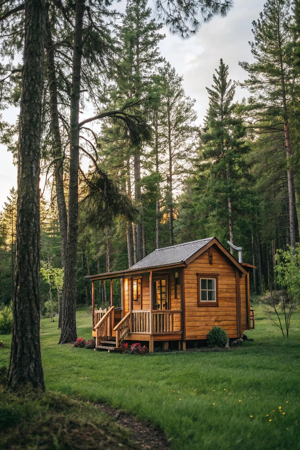 A tiny home nestled in nature, exemplifying minimalist living.