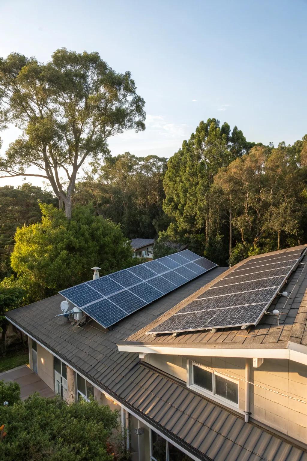 Solar panels installed on a rooftop, capturing the sun's energy.