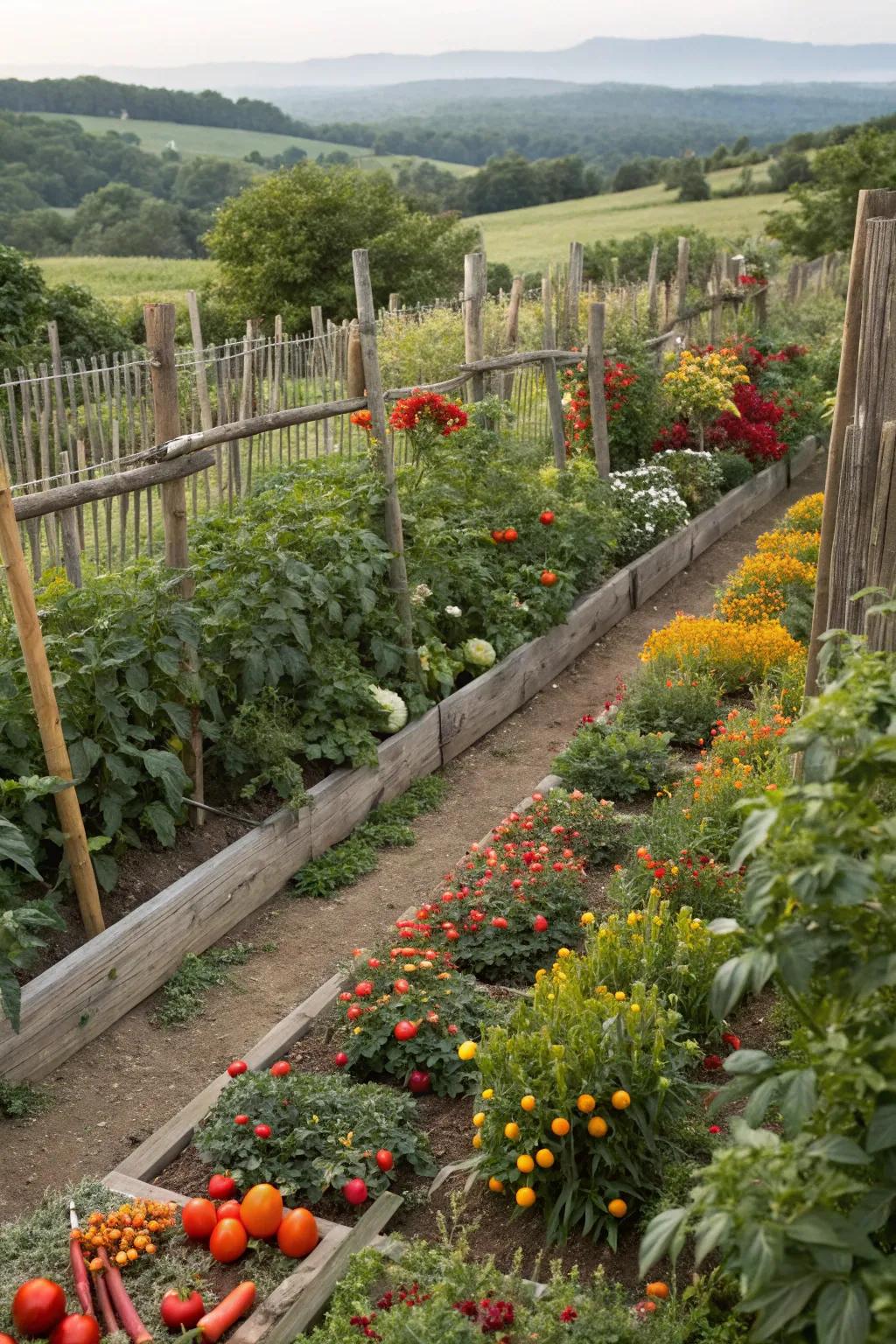 A vibrant vegetable garden offering a bounty of fresh produce.
