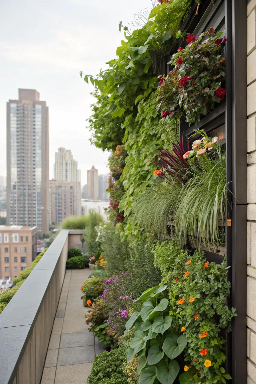 A vertical garden bringing greenery to small spaces.