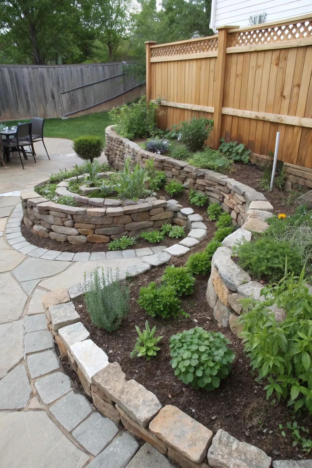Herb spirals maximize space and add visual interest.