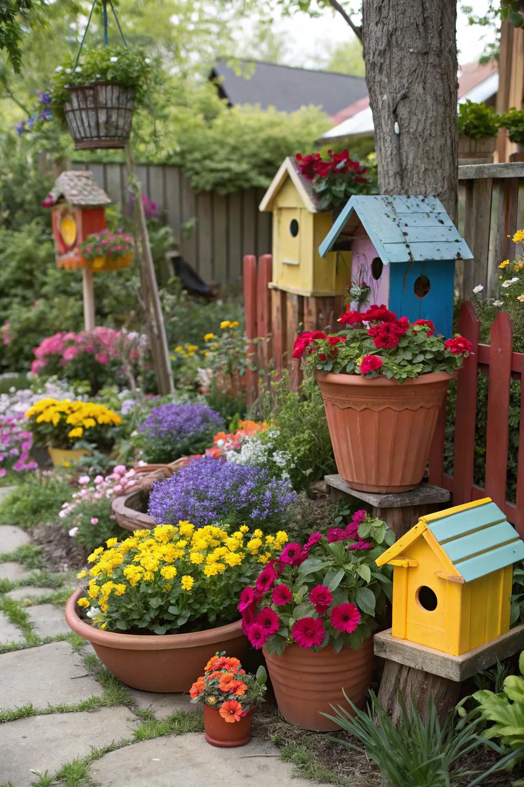 Add pops of color with DIY painted garden accessories.