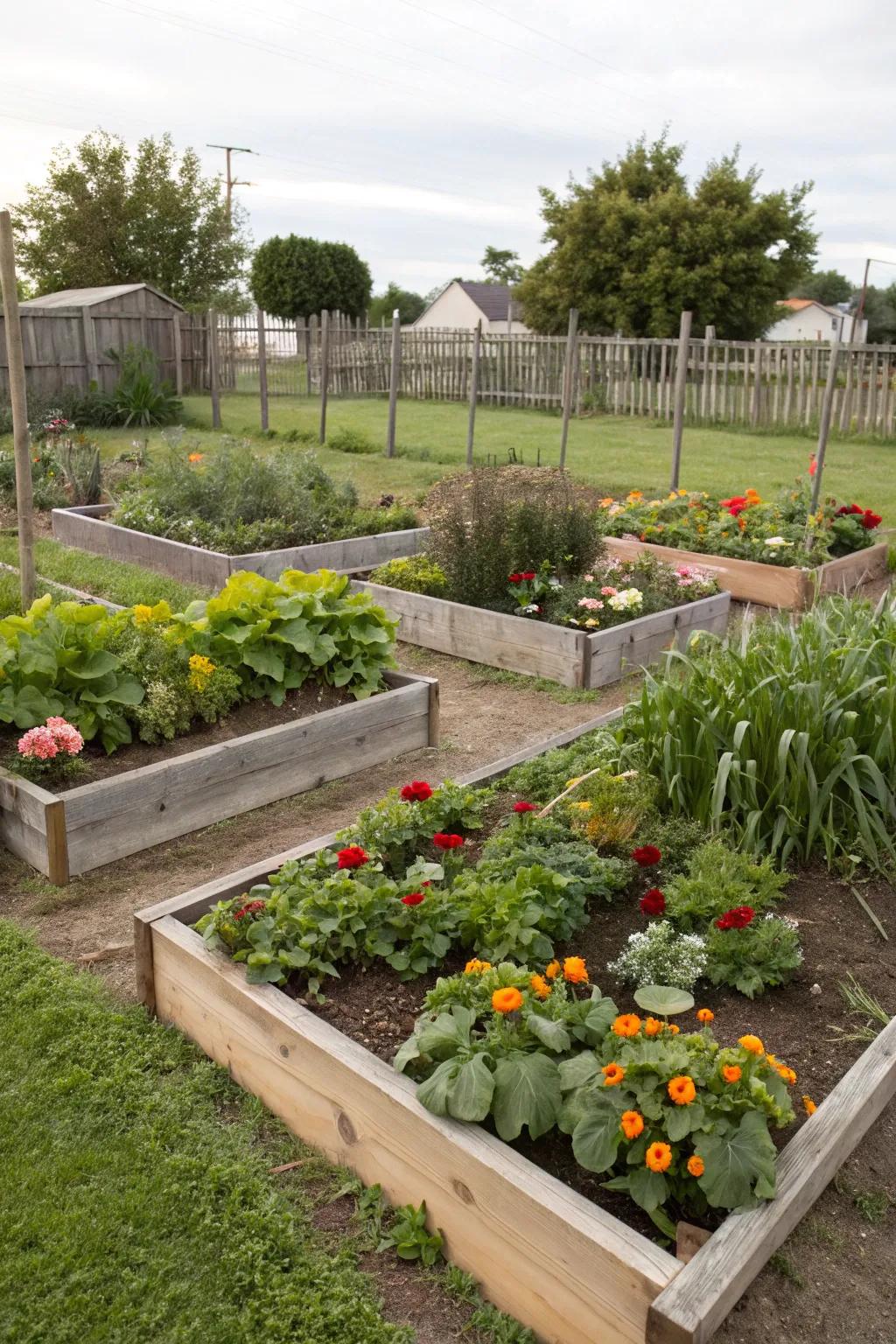 Raised beds bring structure and order to small garden spaces.