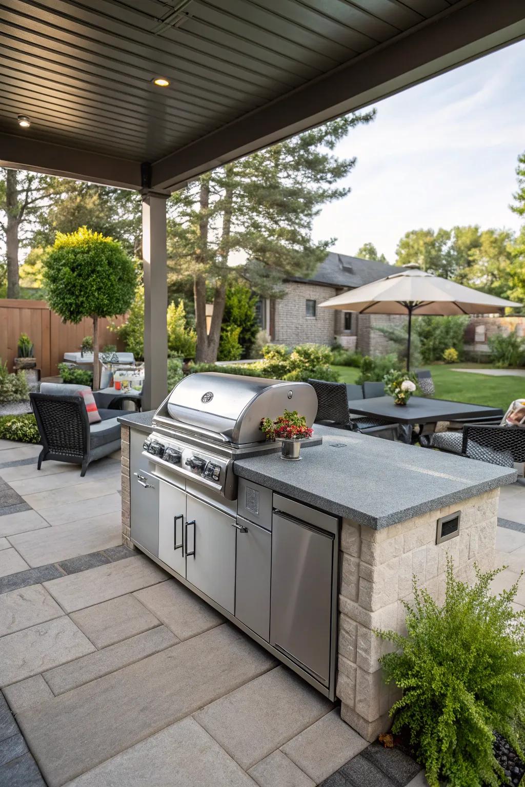 An outdoor kitchen makes summer entertaining effortless.