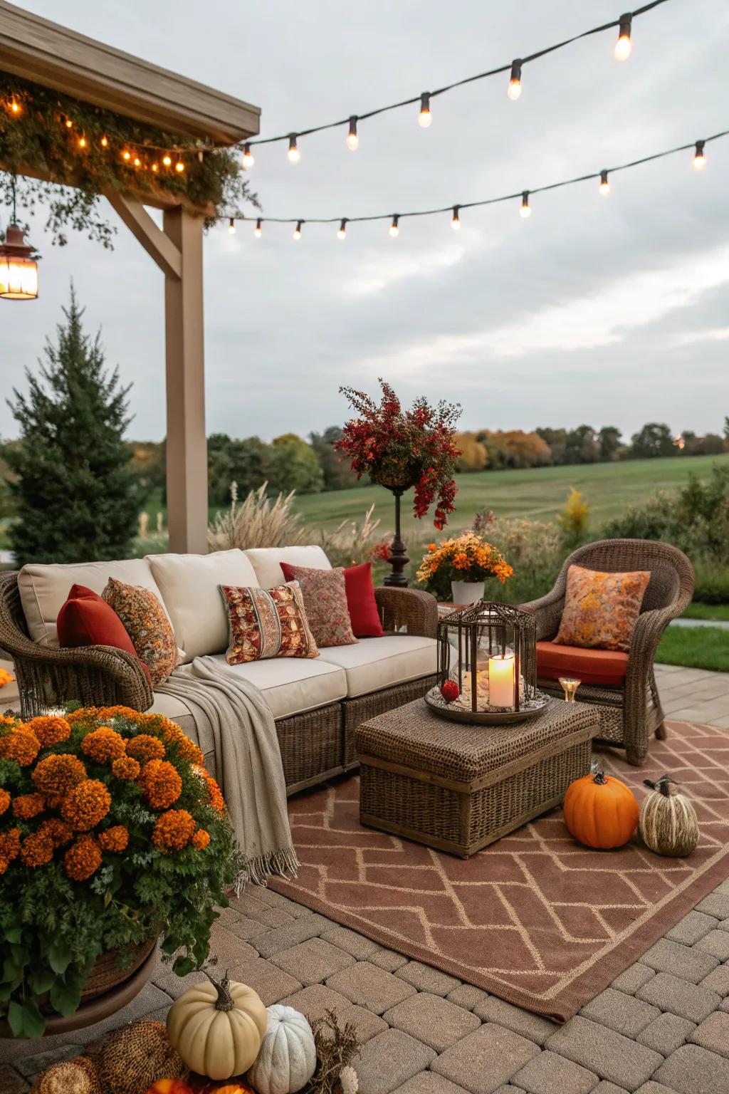 Seasonal decor keeps your patio inviting all year round.