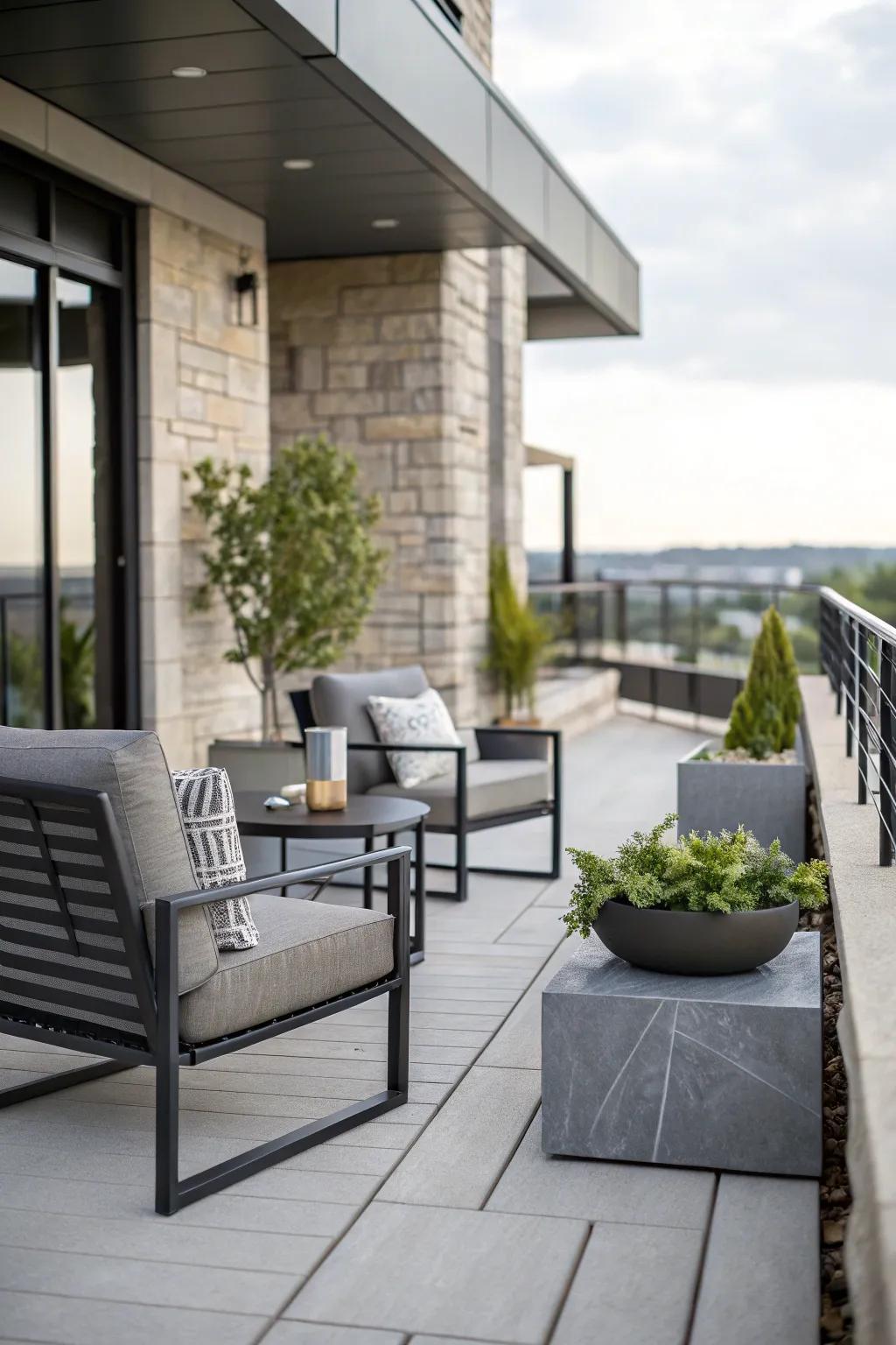 Modern materials add a touch of elegance to your patio.