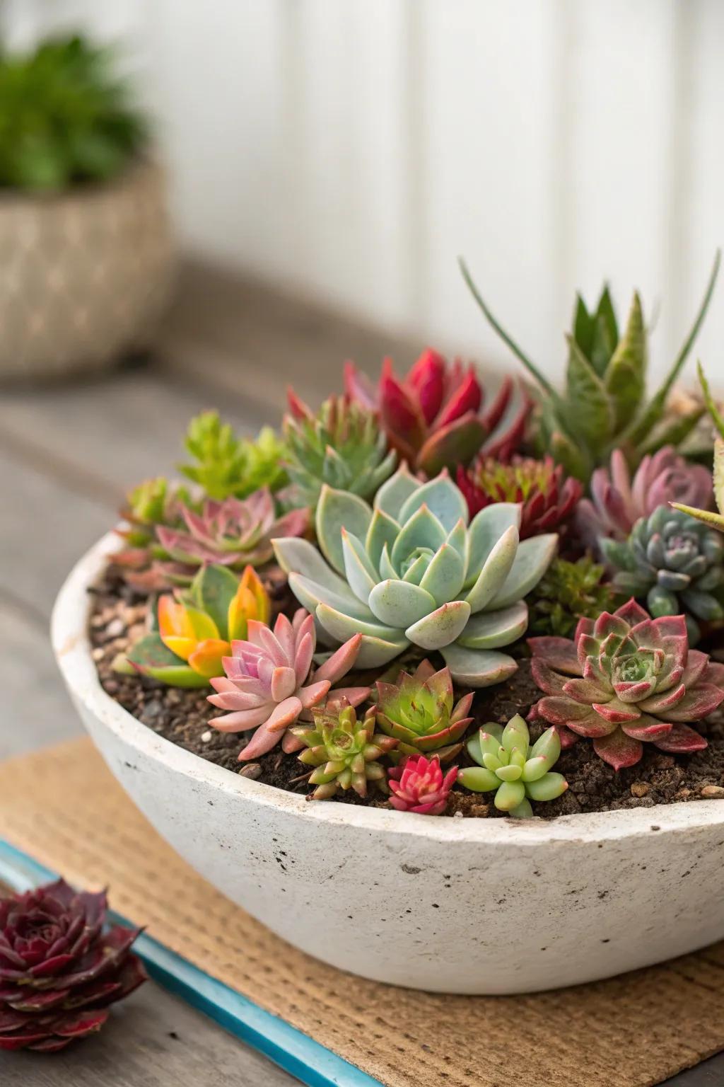 Mix succulents for a stunning, low-maintenance garden.