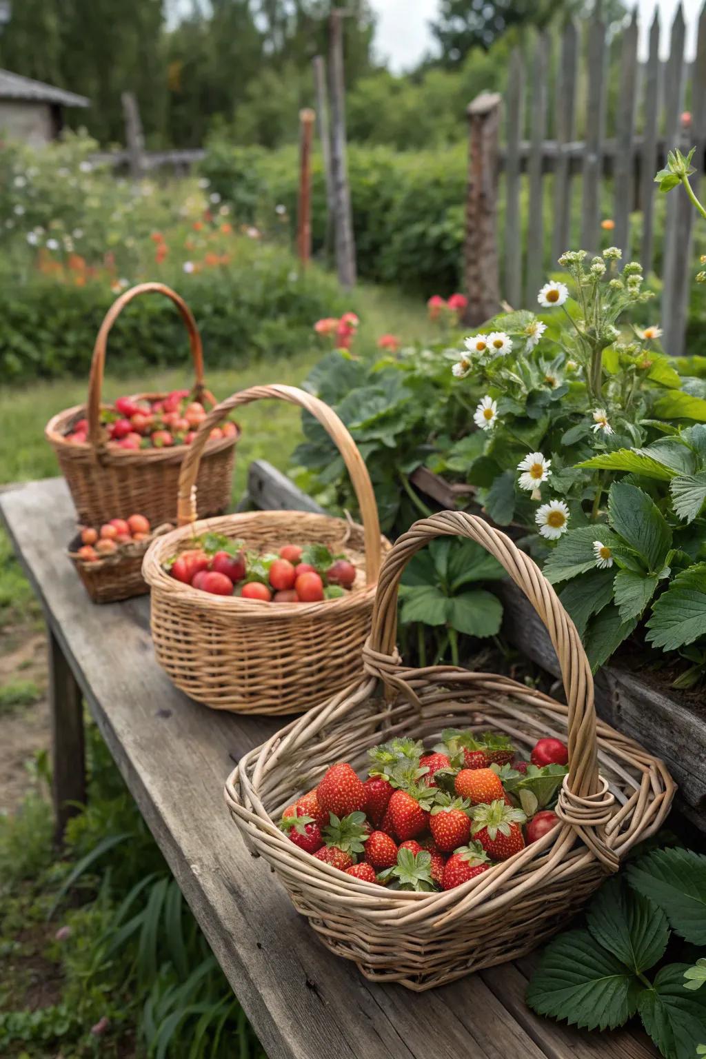 Blend nature and function with fruit basket planters.