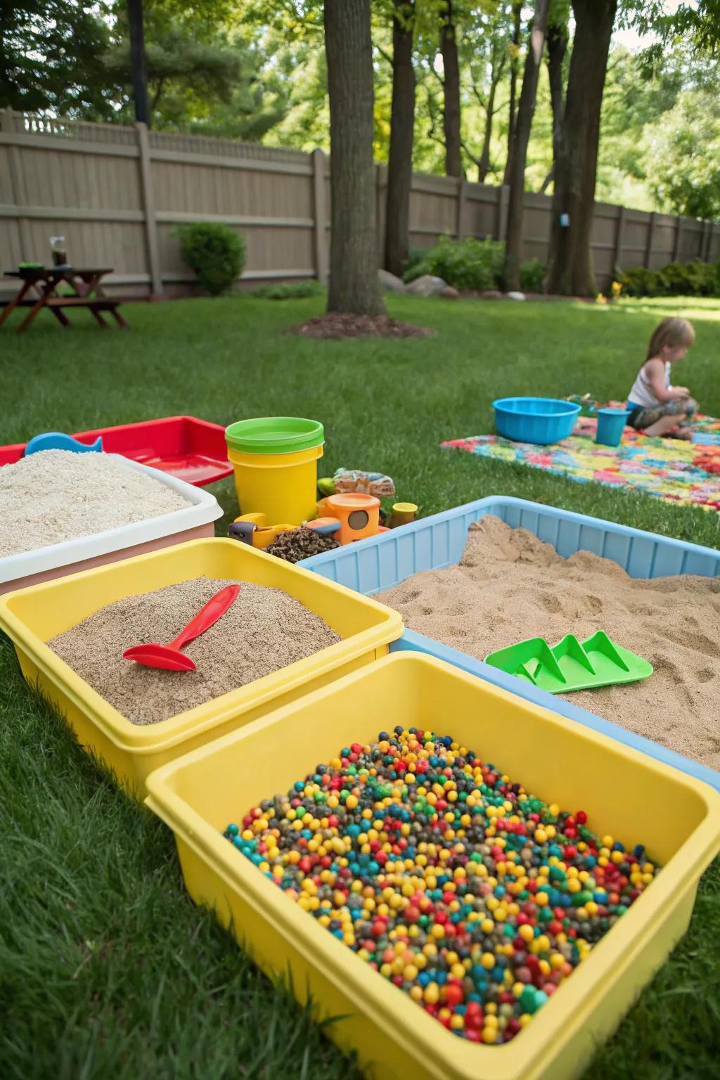 Sensory bins provide tactile fun and exploration for toddlers.