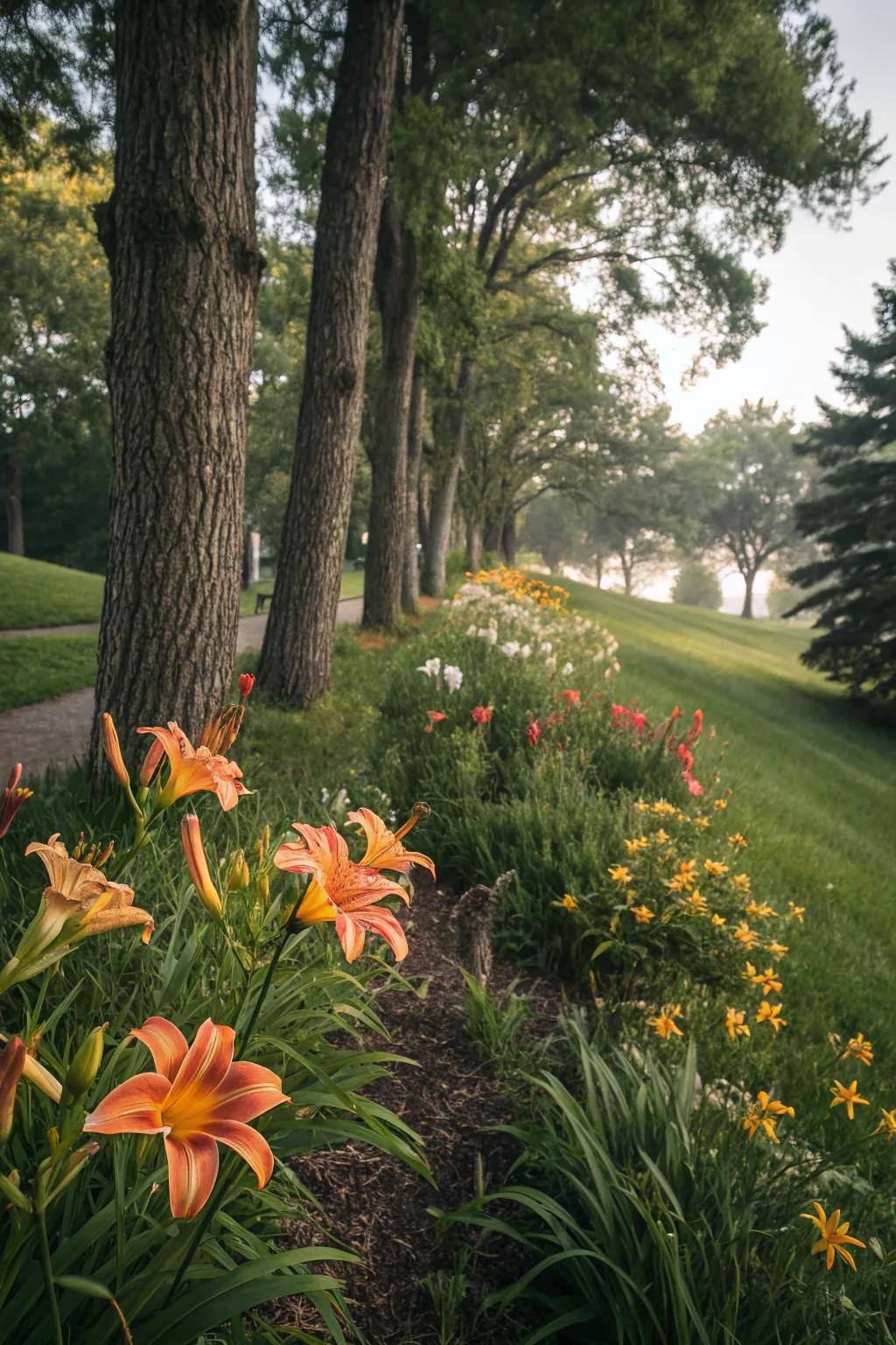Lilies add a whimsical touch when integrated into natural settings.
