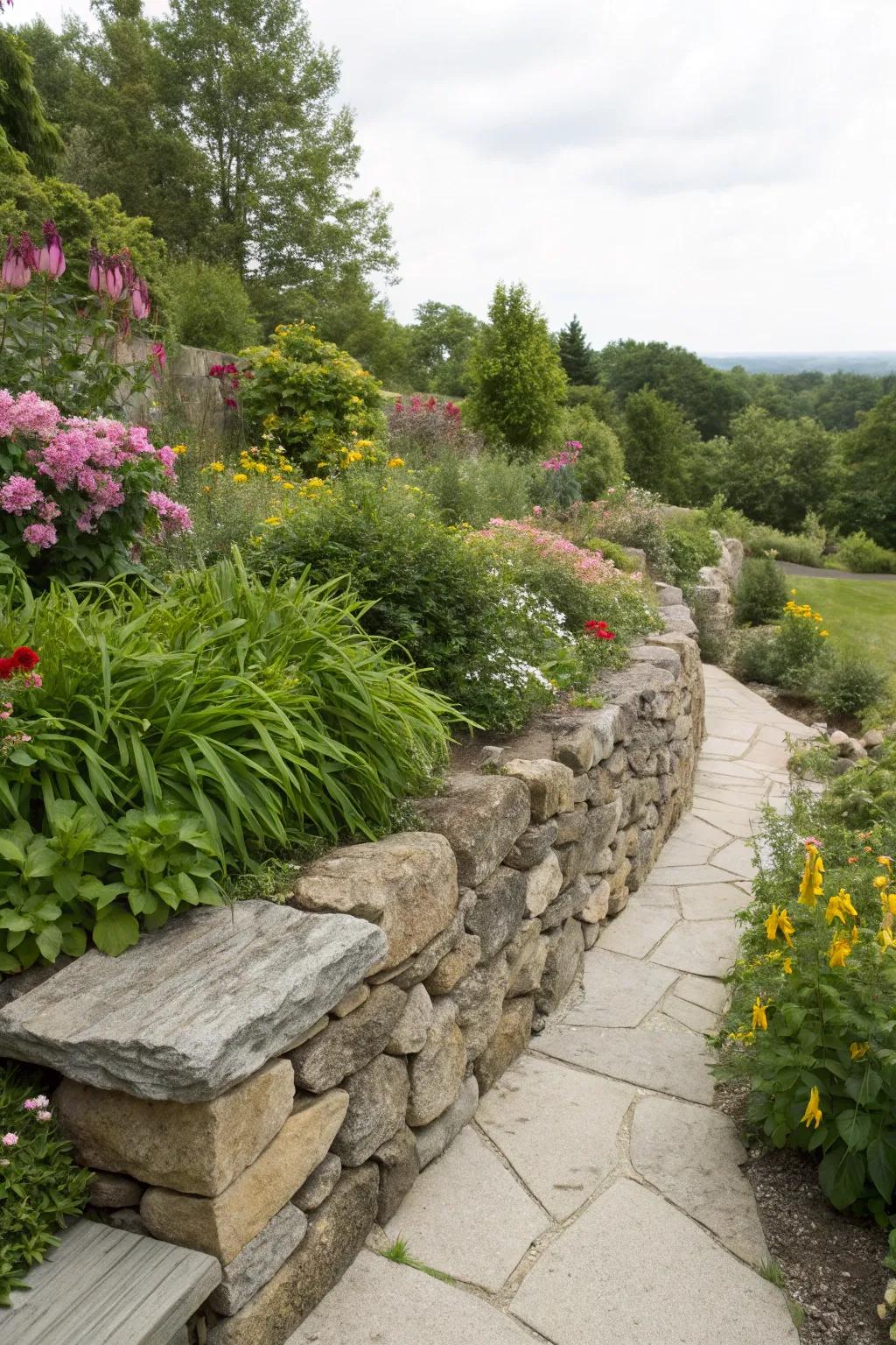 Rock walls add structure and charm to any garden.