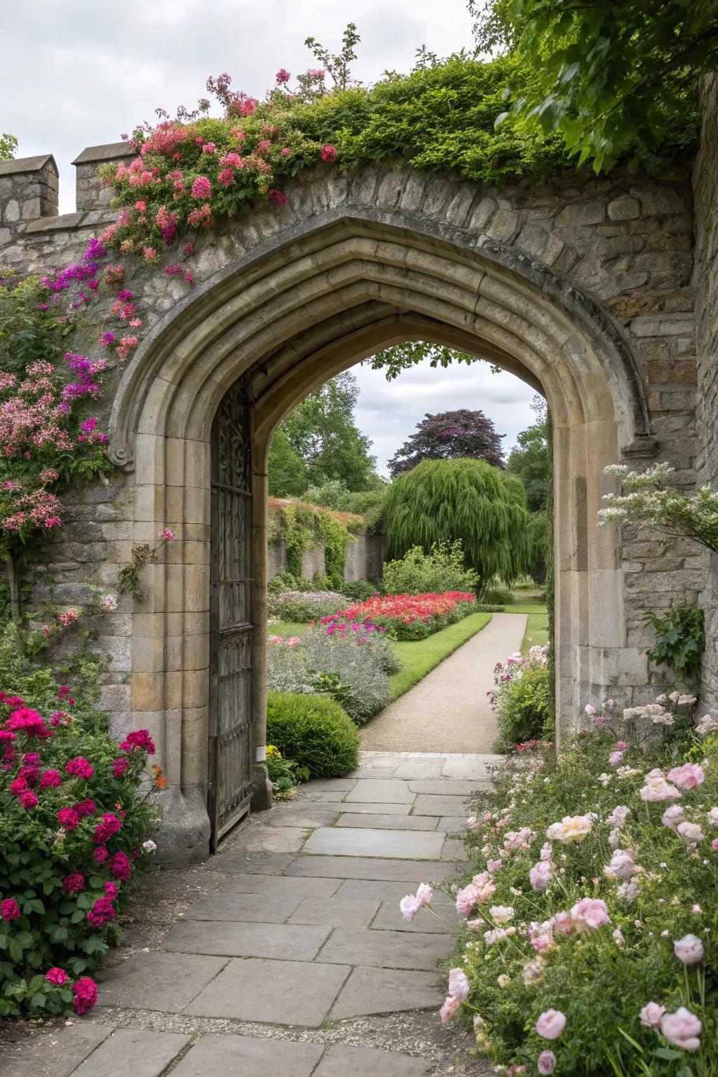 Stone archways add drama and elegance.