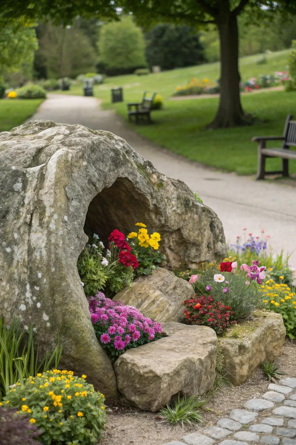 Rock planters bring a rustic charm to any space.
