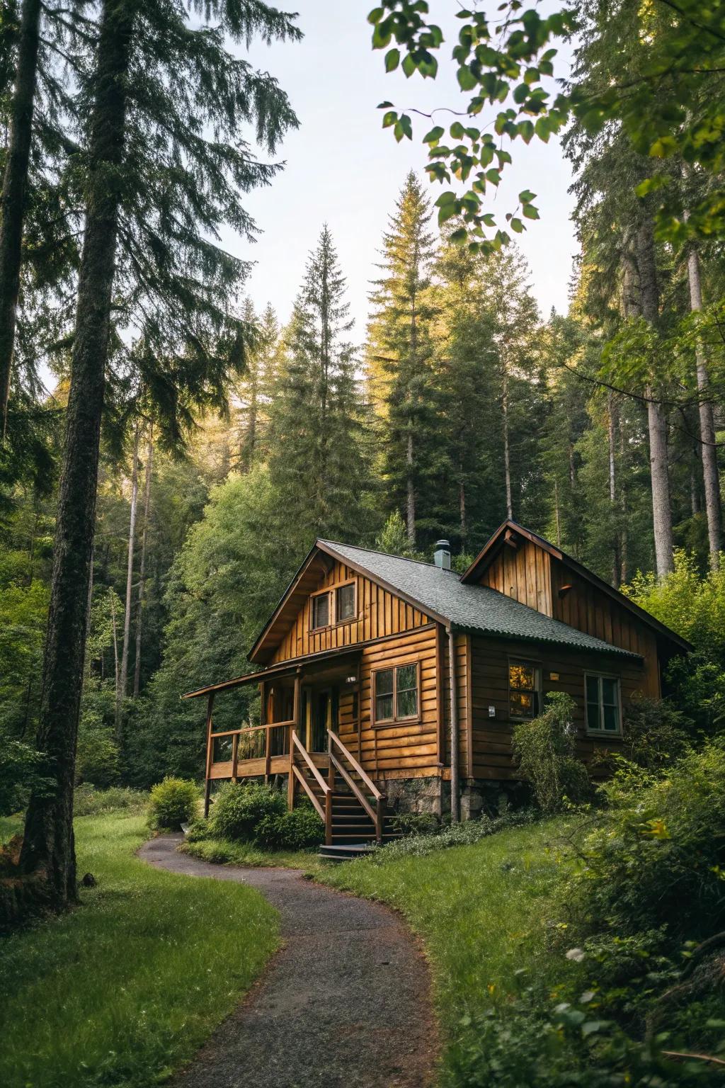 Natural wood tones provide a classic and seamless look for any cabin.