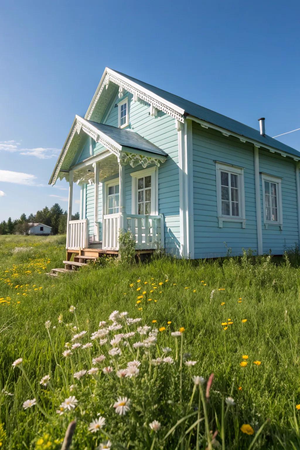 Light blue exteriors evoke a serene and calm atmosphere.