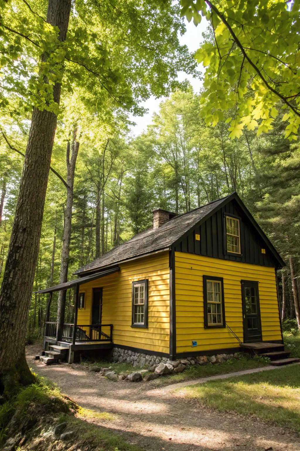 Vibrant yellow exteriors add a cheerful and lively touch.