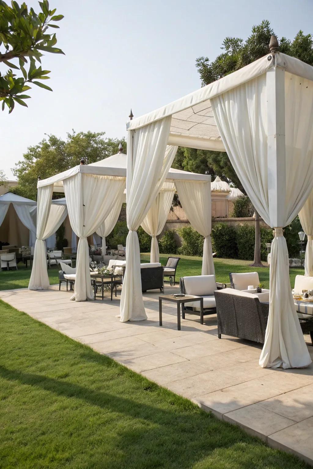 White canopies offer a perfect blend of shade and elegance.