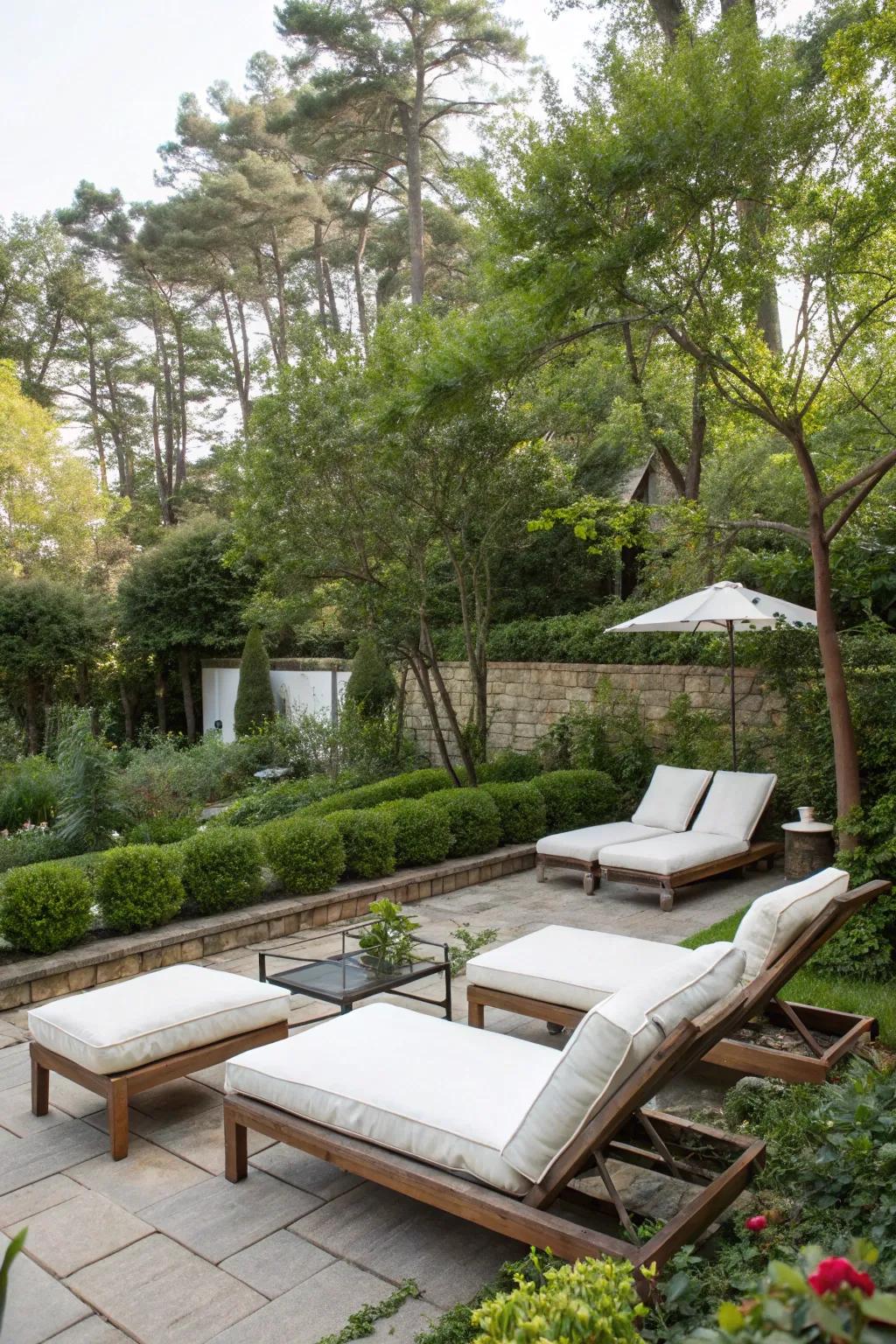 Create a cozy seating area with white cushions for your guests to relax in style.