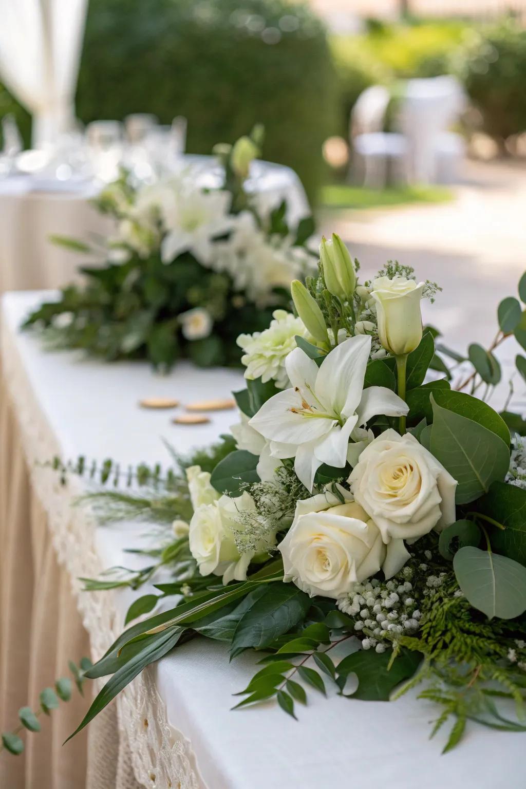 White flowers add elegance and freshness to any party setting.