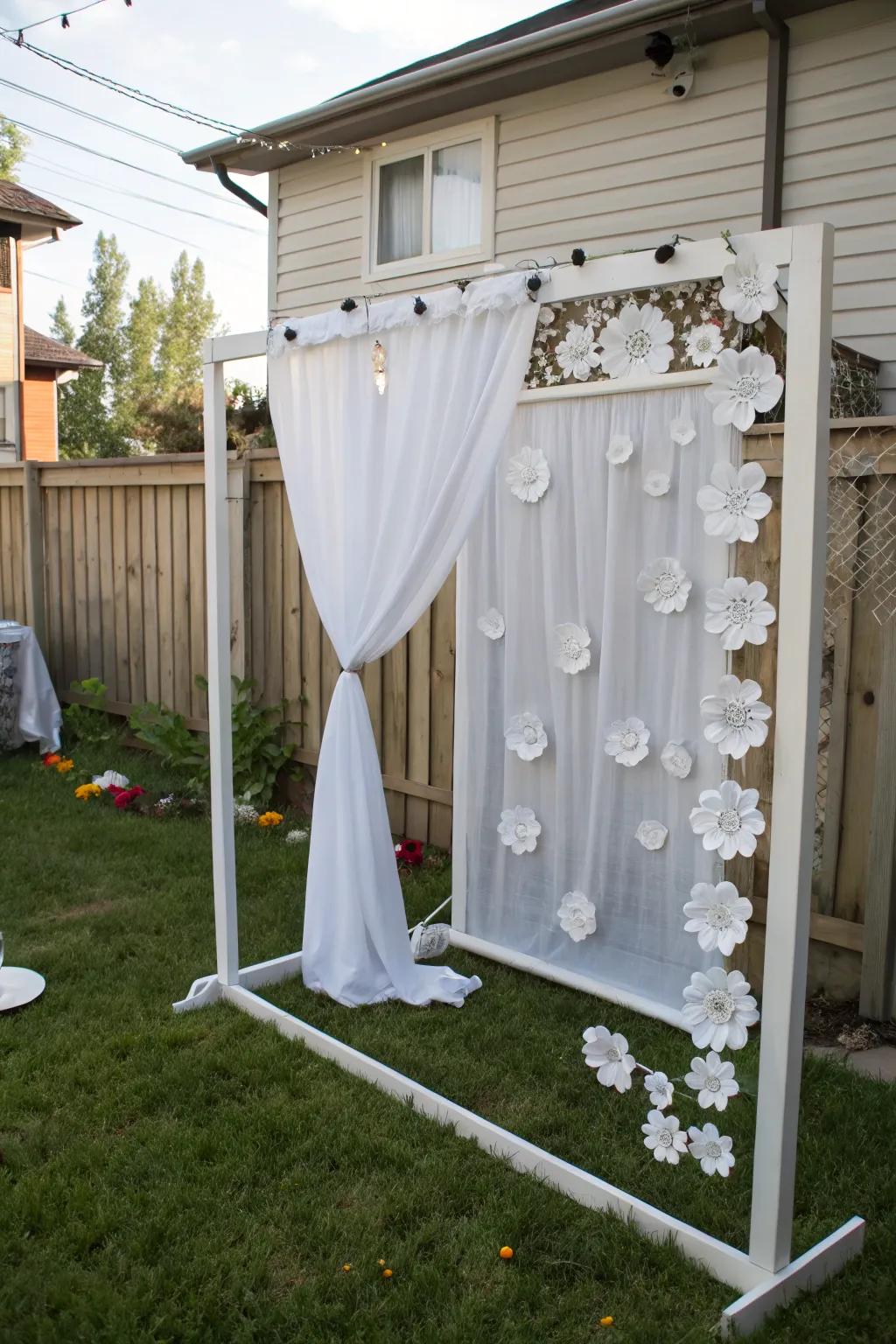 A DIY photo booth adds a fun and memorable element to your party.