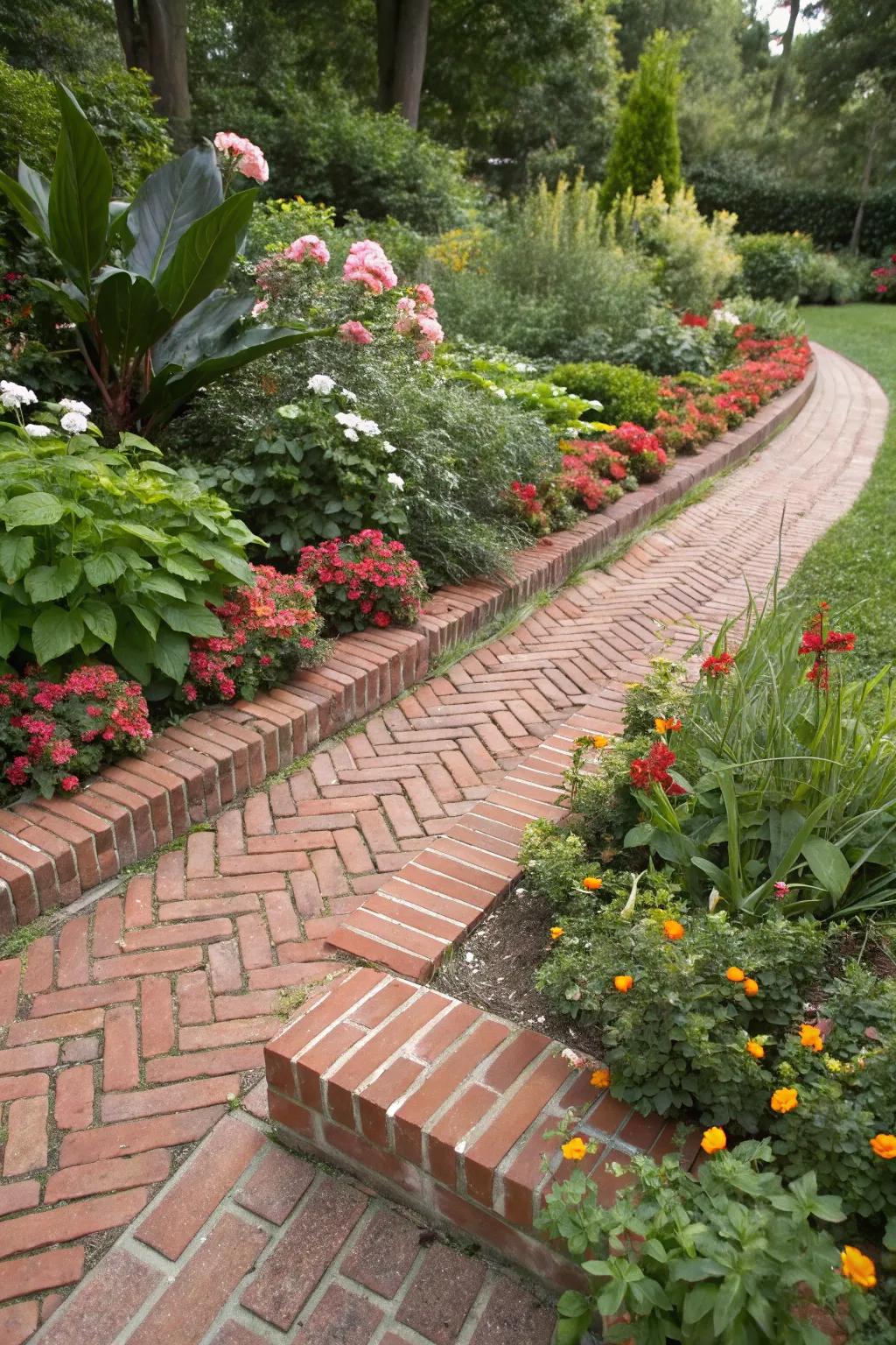 Classic brick edging adds a timeless touch to any garden.