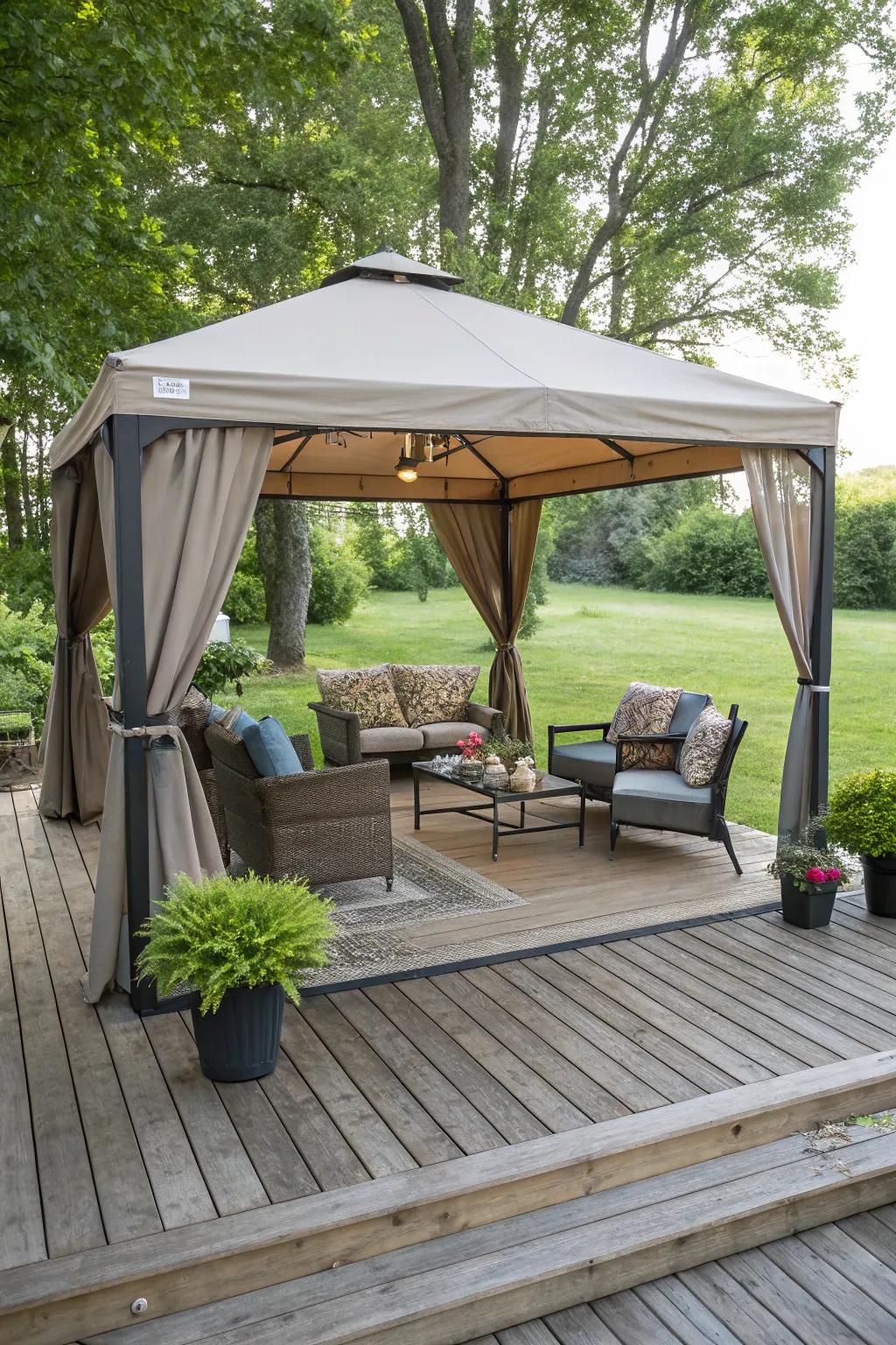 Pop-up gazebos provide convenient and temporary rain protection.
