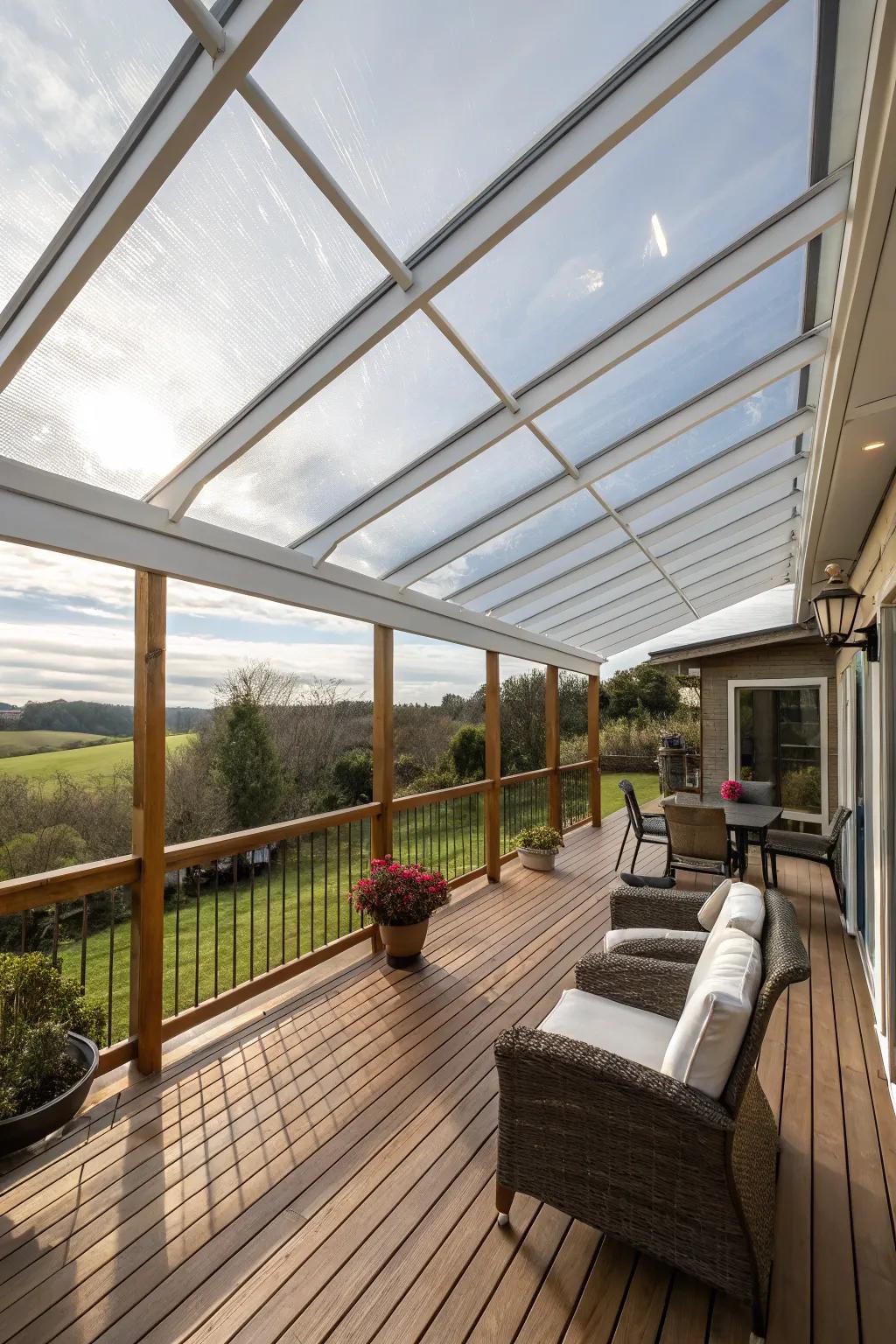 Clear awnings offer protection without compromising on light.