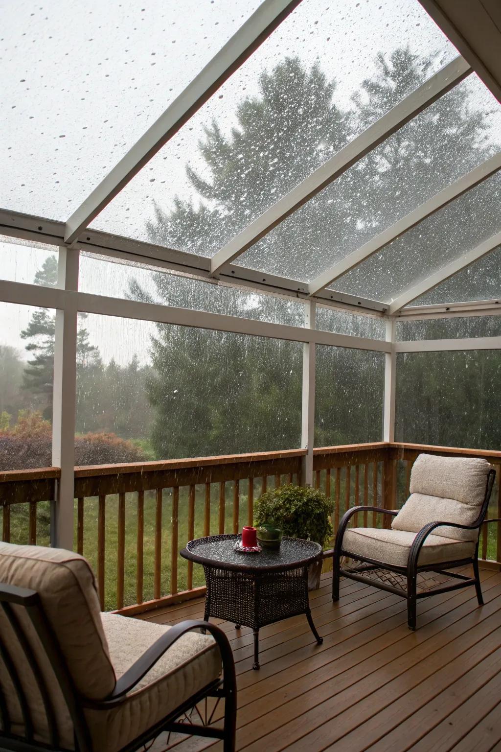 A transparent roof lets you enjoy the outdoors even in the rain.