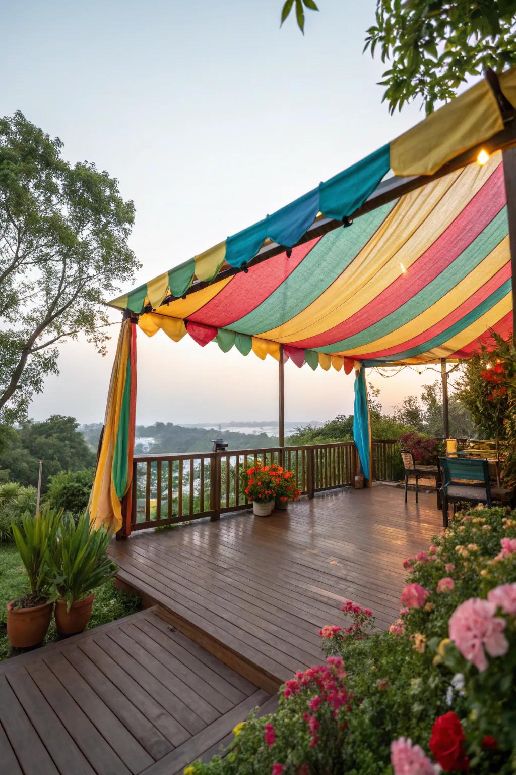 Fabric canopies offer versatile and vibrant solutions for your deck.