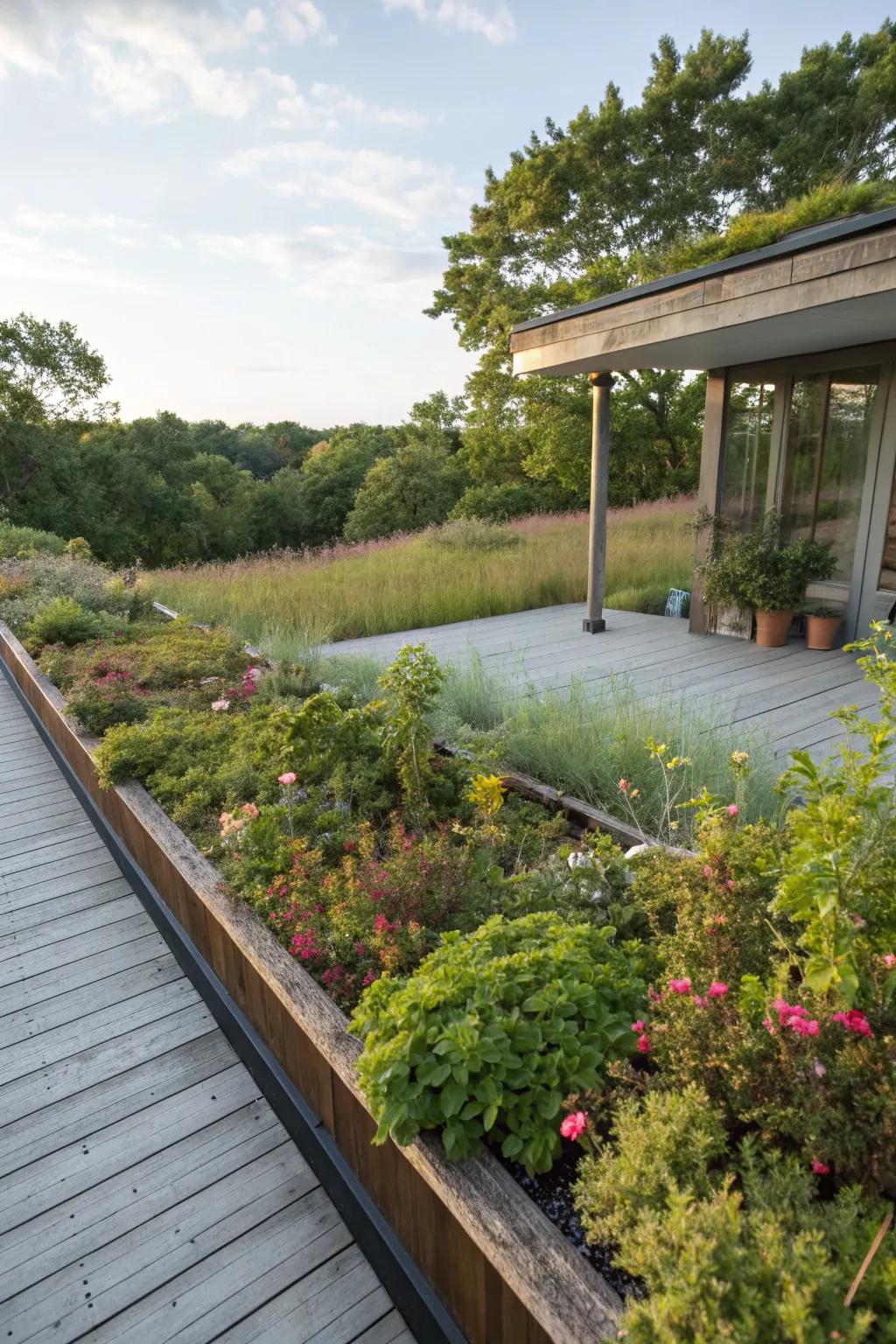 Living roofs offer eco-friendly rain protection and a touch of nature.