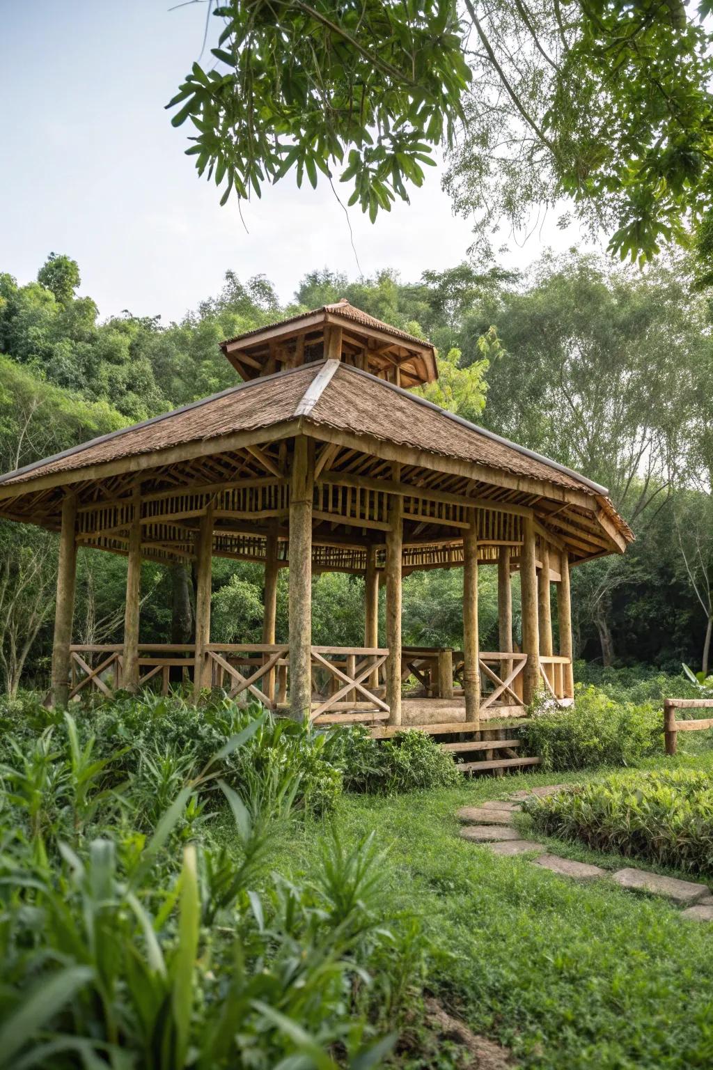 A sustainable pavilion that celebrates the beauty of nature.