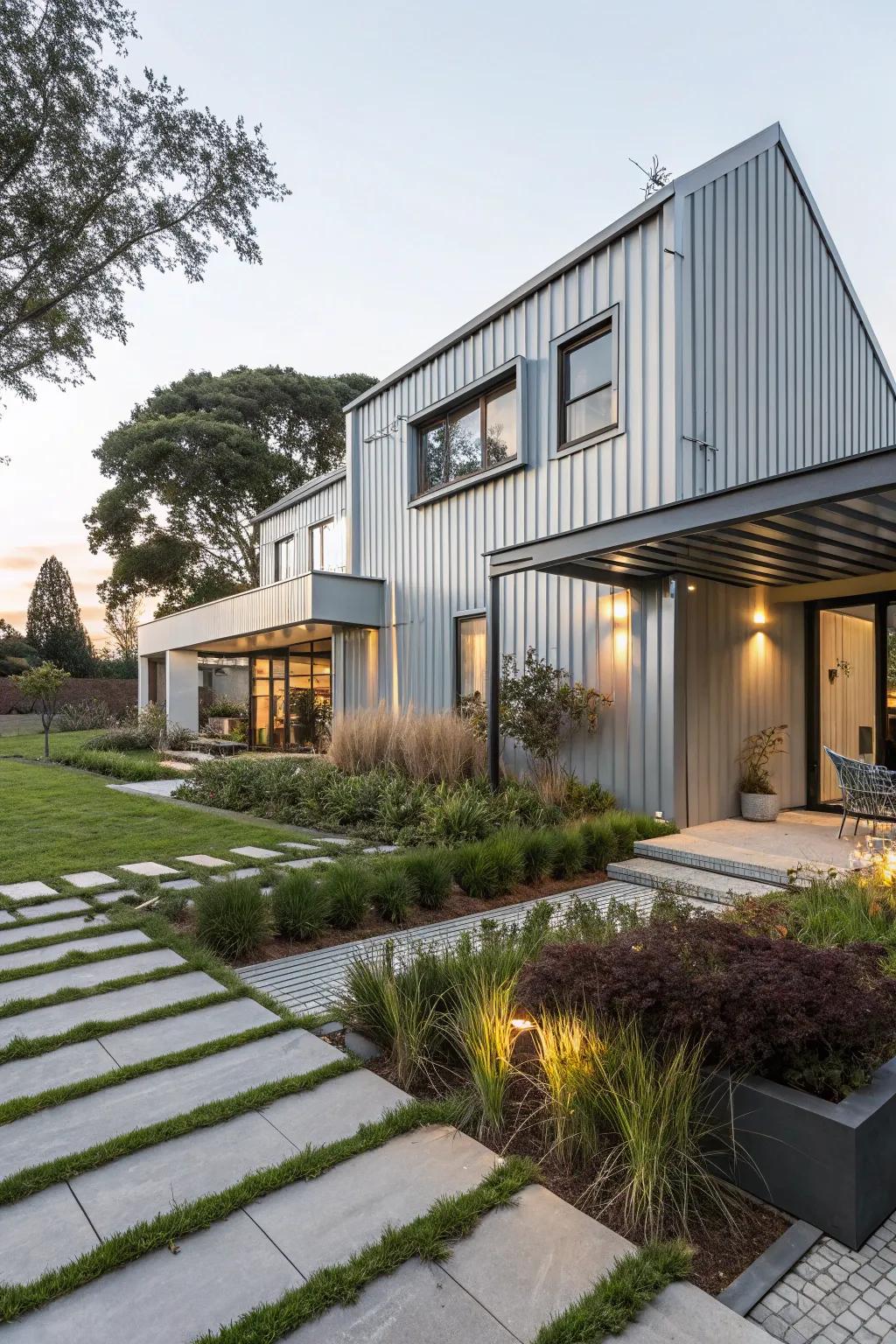 Modern edge with sleek metallic siding.