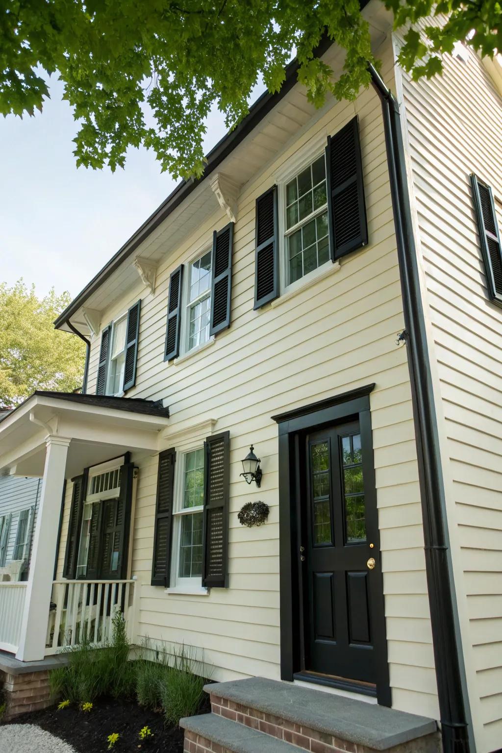 Striking contrasts with timeless black accents.