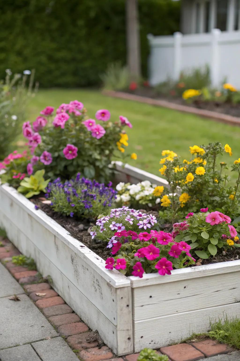 A compact flower bed design that brings life to small garden spaces.