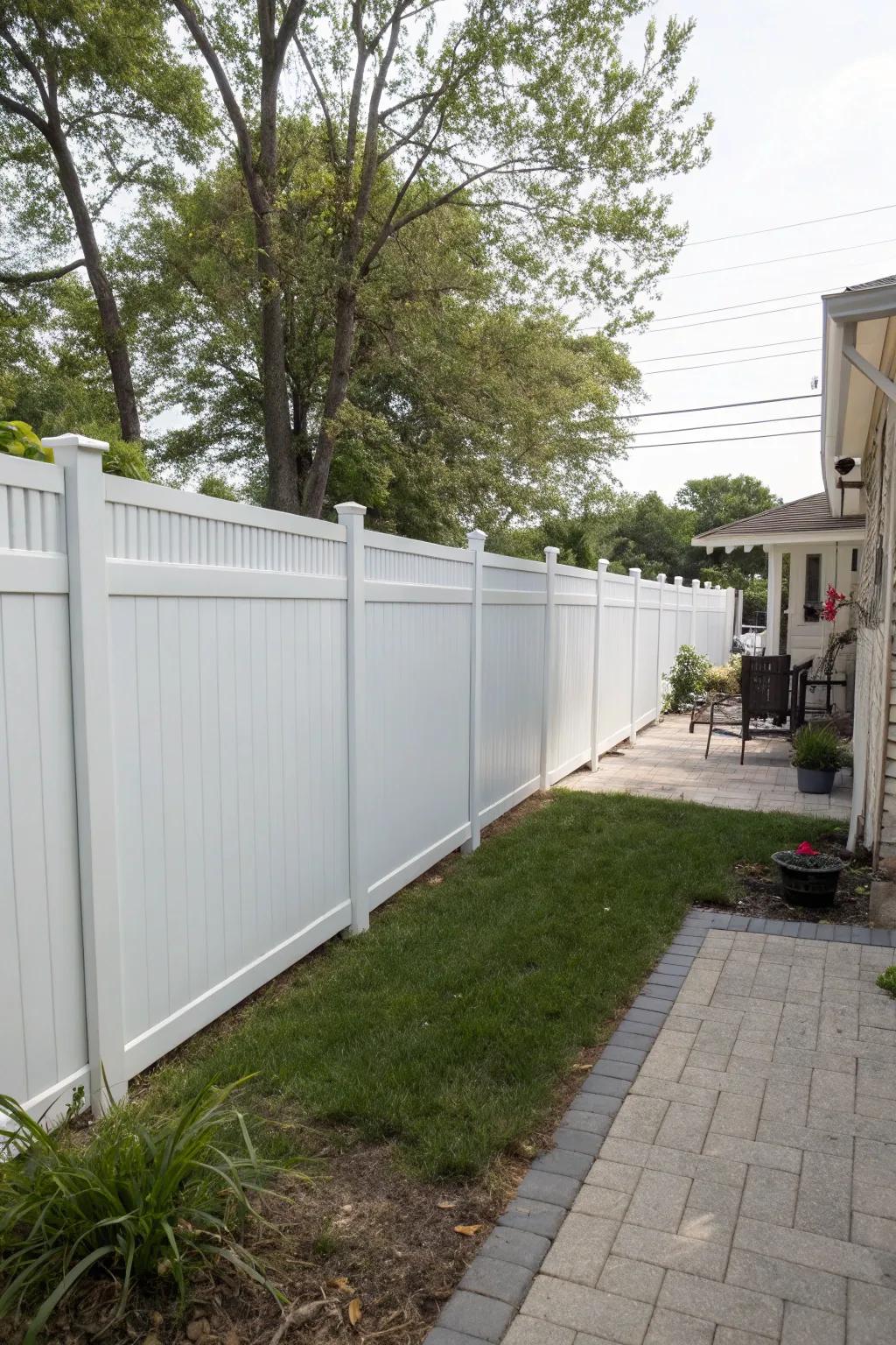 Privacy panels add seclusion to white fences.