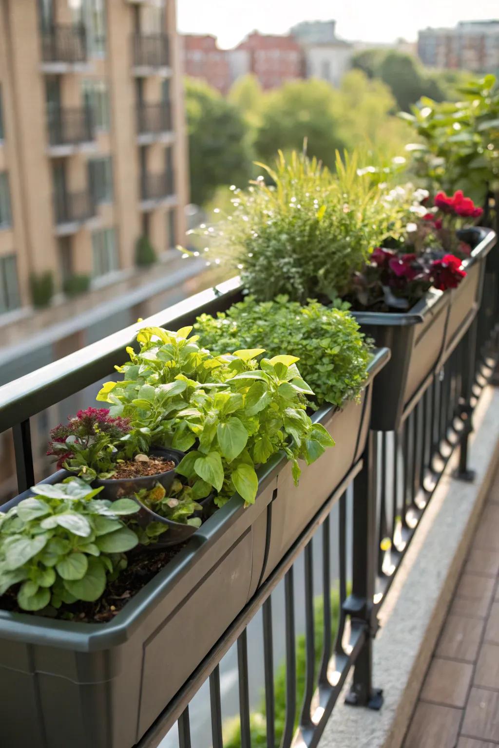 Self-watering boxes ensure your plants stay hydrated effortlessly.