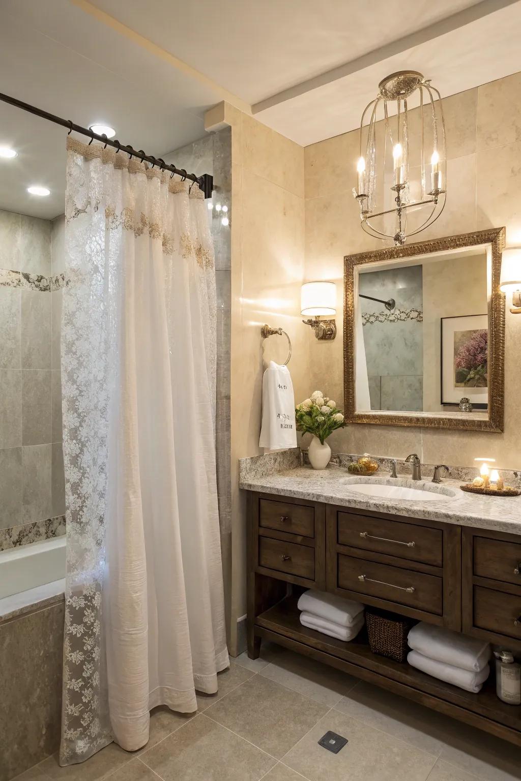 Sheer elegance adds a delicate touch to your bathroom.