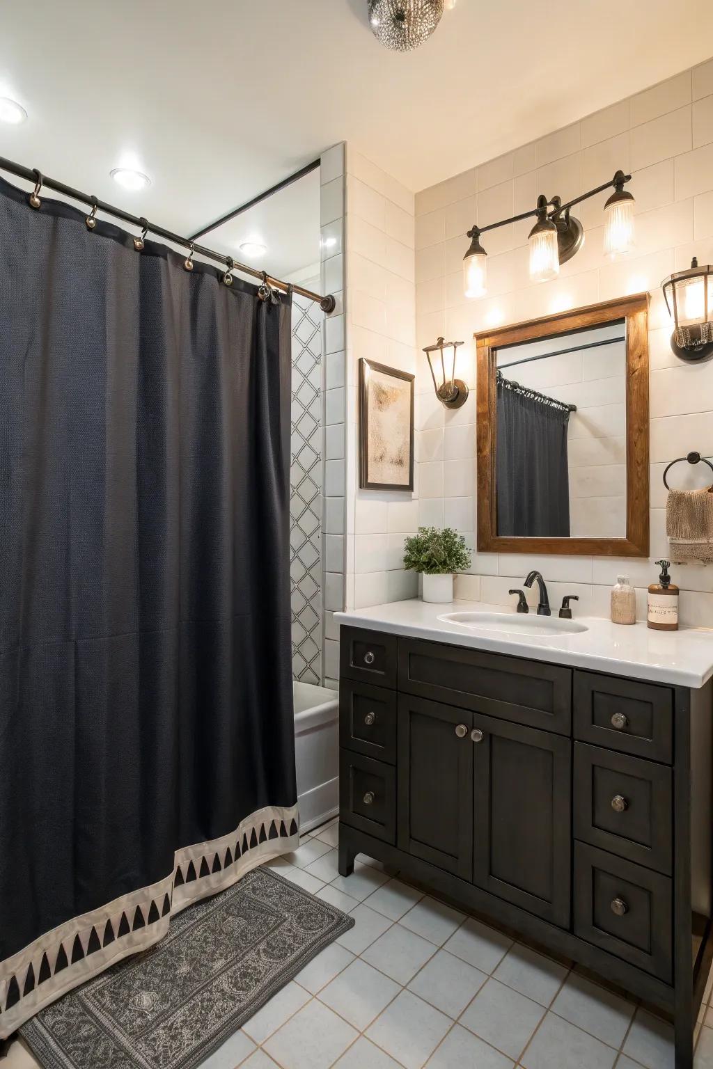 Dark colors add drama and sophistication to your bathroom.