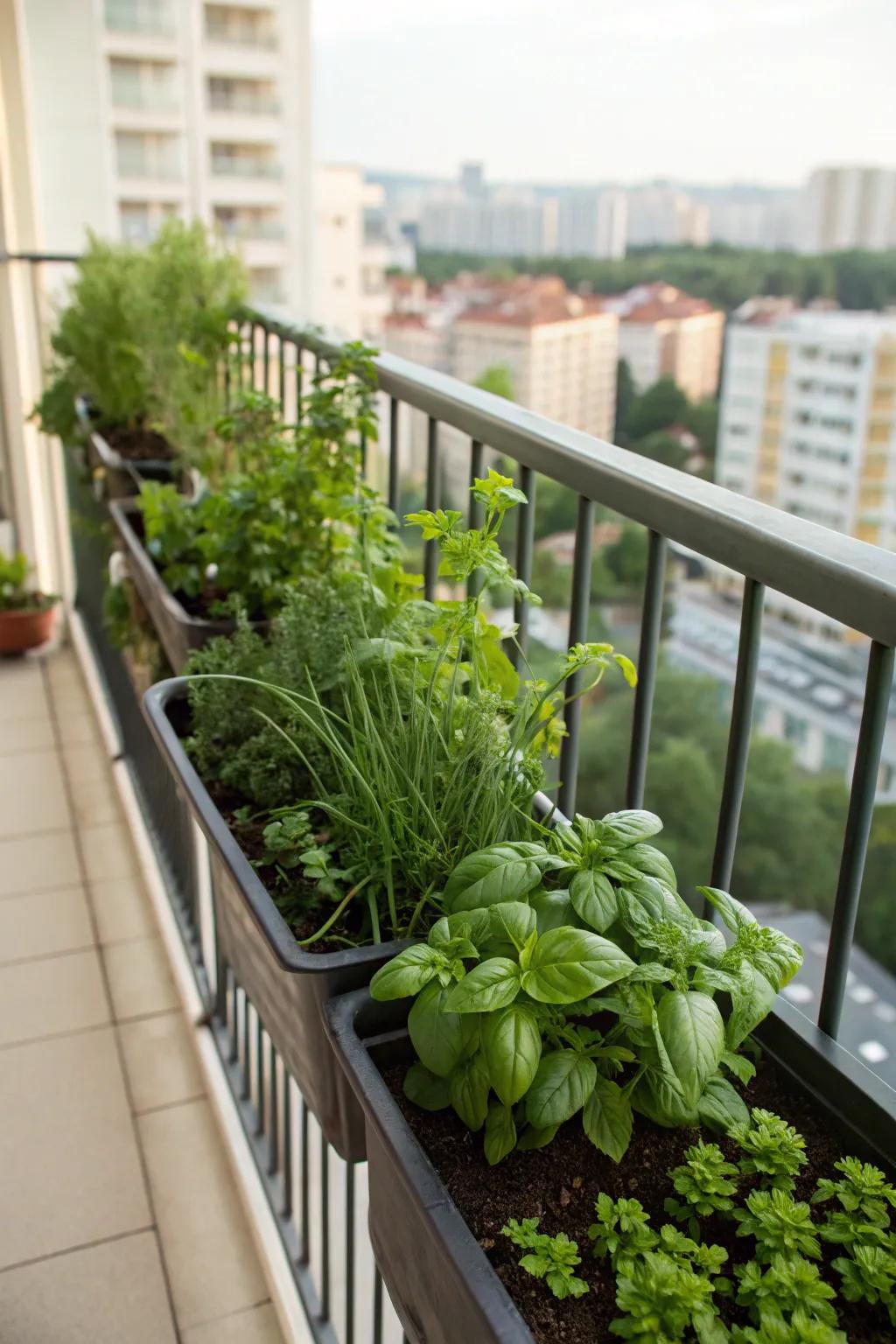 Maximize greenery with space-saving rail planters.