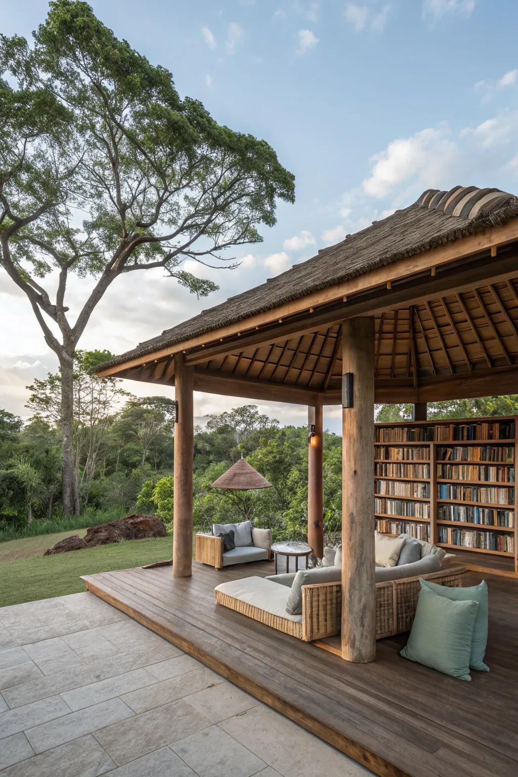A reading pavilion offering a luxurious and inviting space for book enthusiasts.