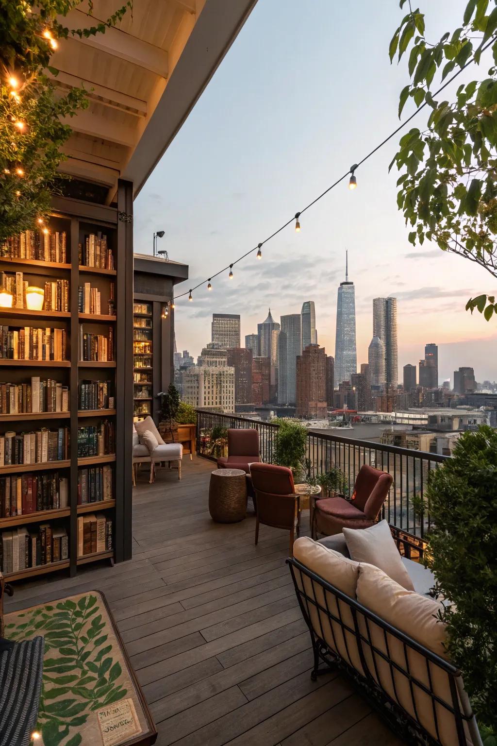 A reading rooftop terrace, offering a stunning and expansive space for outdoor reading.