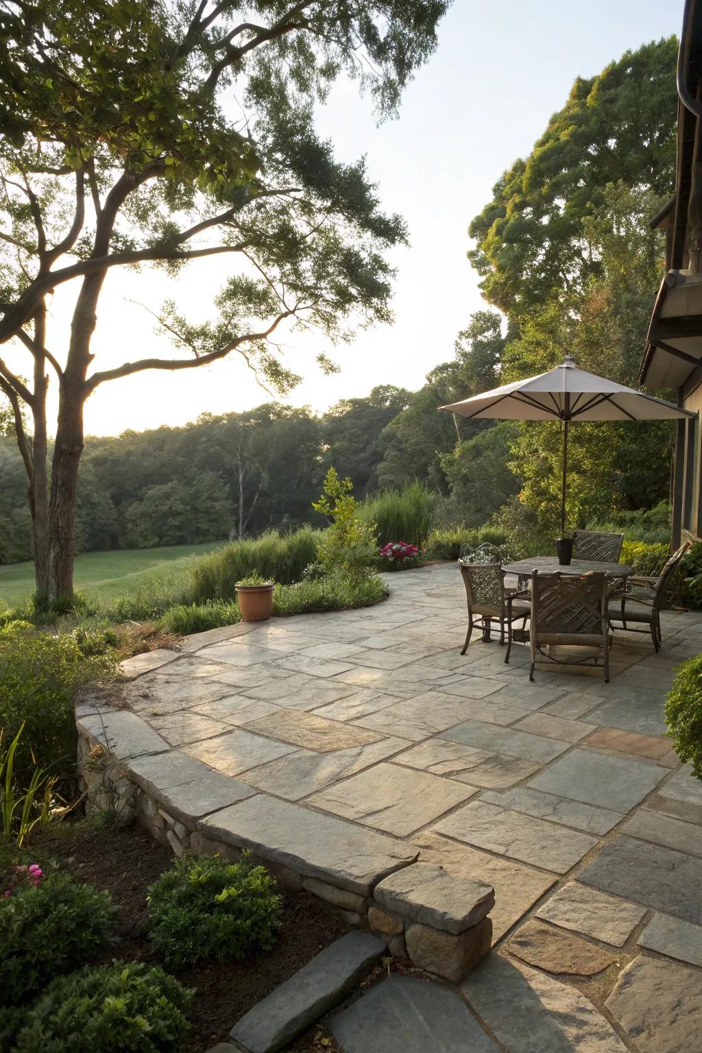 Elegant stone pavers provide a timeless foundation.