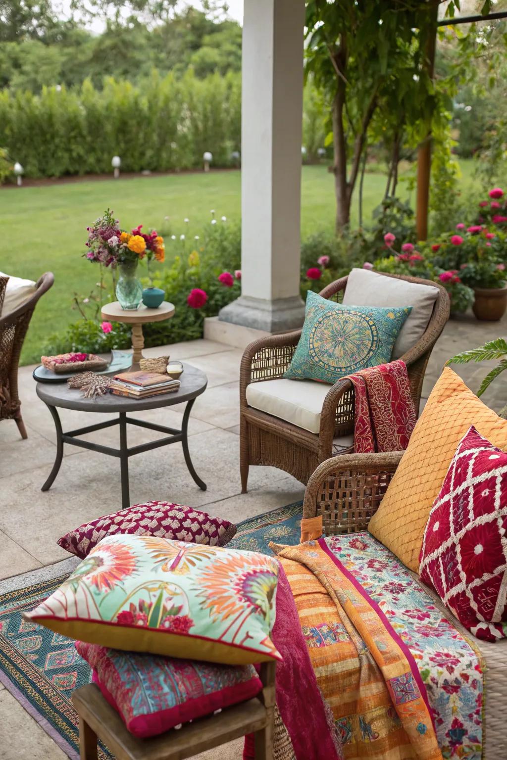 Create coziness with an eclectic mix of textiles.
