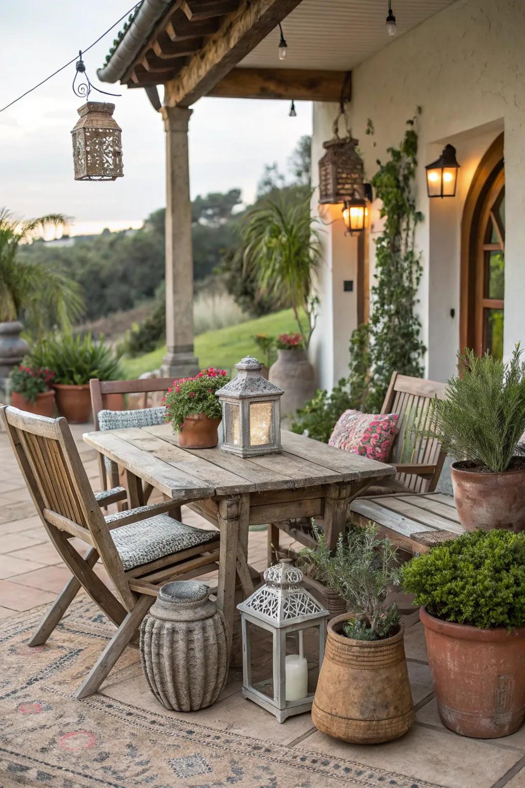 Add warmth with rustic wood elements.