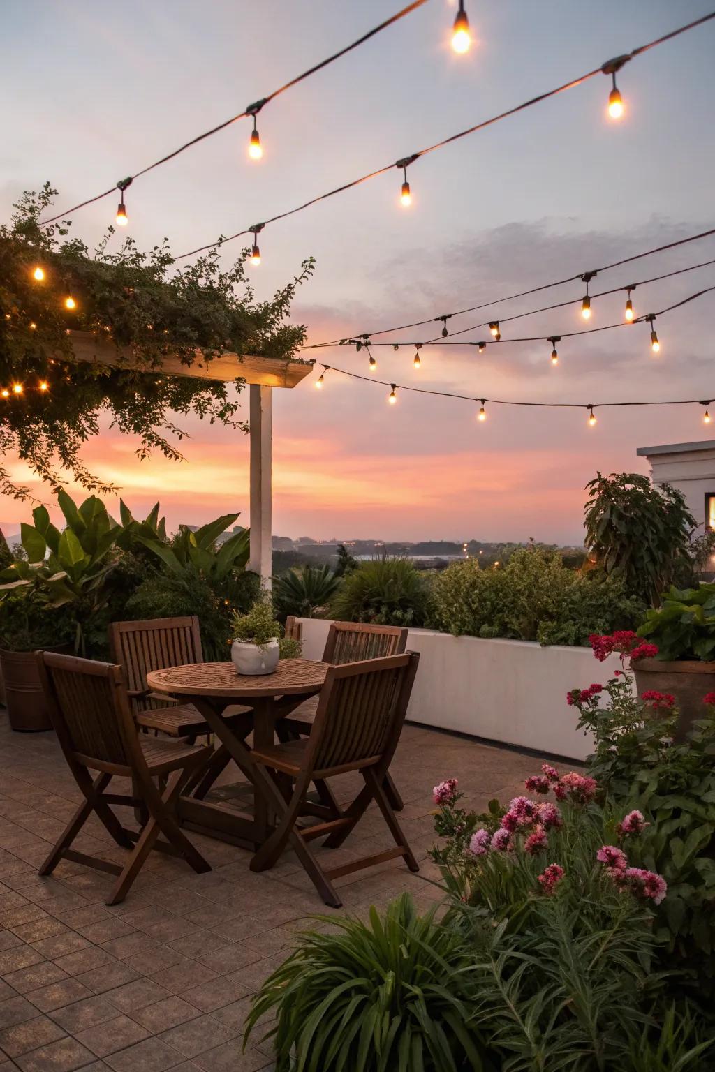 String lights bring a magical glow to your patio evenings.