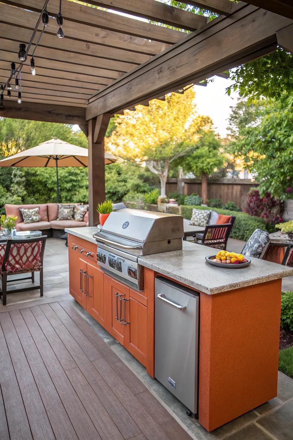 Elevate your cooking experience with an outdoor kitchen setup.
